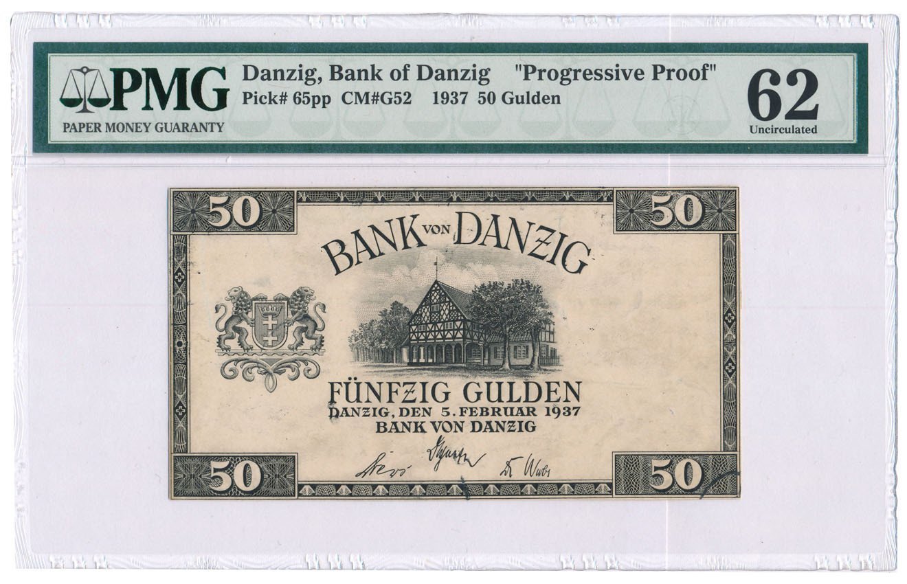 Banknot. Wolne Miasto Gdańsk 50 guldenów 1937 PMG 62 (MAX)